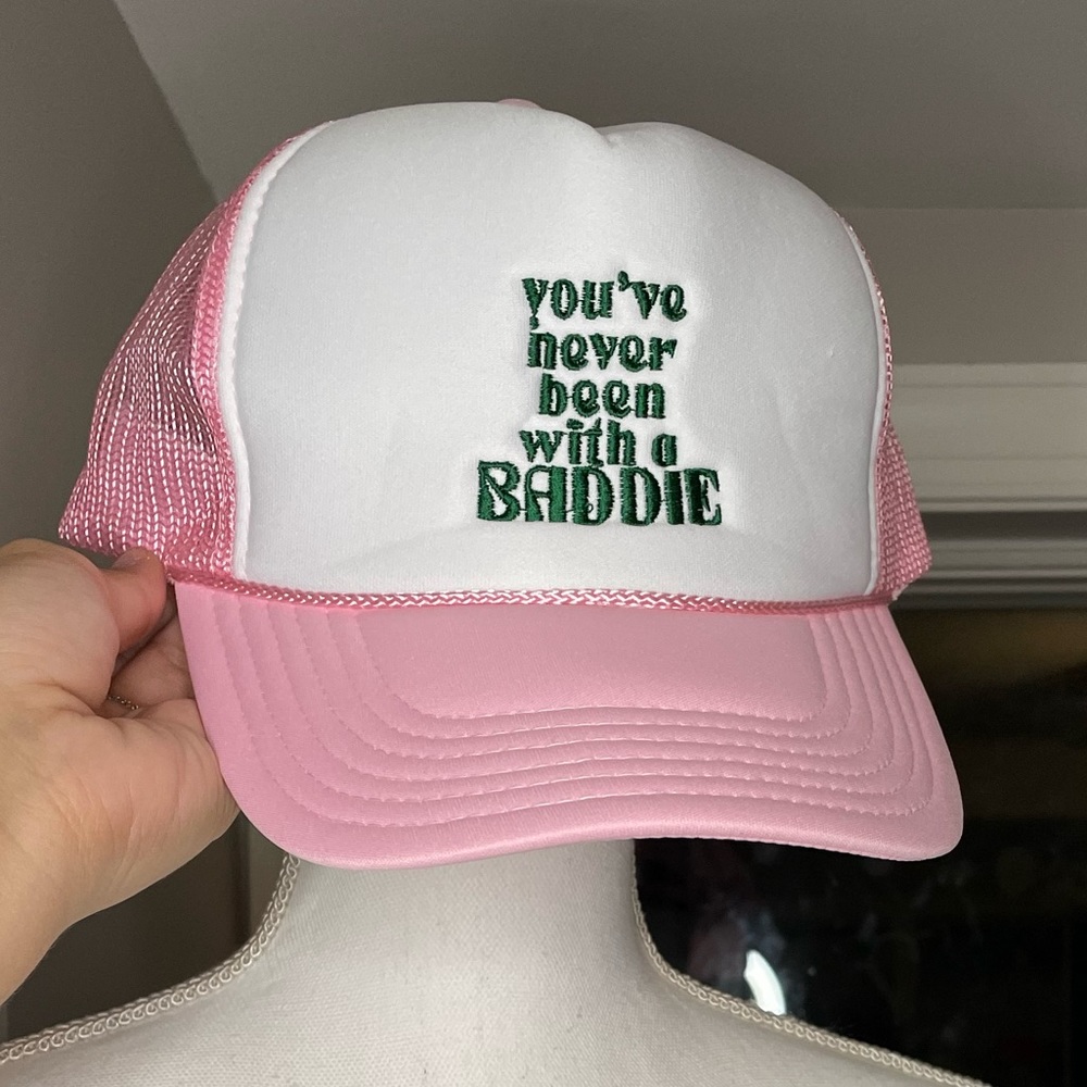 NWOT! AMAZING LACE you've never been with a baddie trucker hat snap back